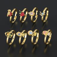 Cute Cartoon Copper Plating Inlay Zircon Gold Plated Silver Plated Open Rings main image 1