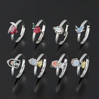 Cute Cartoon Copper Plating Inlay Zircon Gold Plated Silver Plated Open Rings main image 5