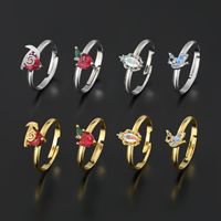 Cute Cartoon Copper Plating Inlay Zircon Gold Plated Silver Plated Open Rings main image 4