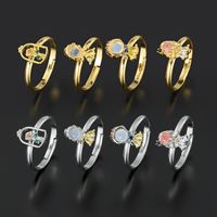 Cute Cartoon Copper Plating Inlay Zircon Gold Plated Silver Plated Open Rings main image 3