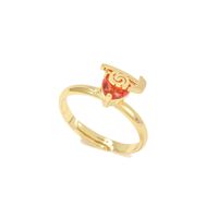 Cute Cartoon Copper Plating Inlay Zircon Gold Plated Silver Plated Open Rings sku image 1