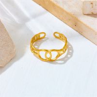 Acero Titanio Chapados en oro de 18k Estilo Simple Embutido Circulo Diamantes De Imitación Anillos Abiertos sku image 6