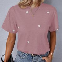 Women's T-shirt Short Sleeve T-shirts Printing Elegant Simple Style Heart Shape main image 6
