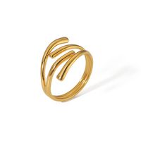 Acero Titanio Chapados en oro de 18k Estilo Simple Embutido Circulo Diamantes De Imitación Anillos Abiertos sku image 15