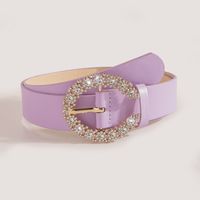 Basic Jewelry Artificial Gemstones Imitation Leather Alloy Plating Women's Leather Belts 1 Piece sku image 5