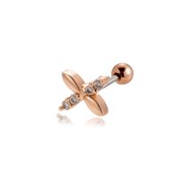1 Piece Ear Cartilage Rings & Studs Vintage Style French Style Simple Style Moon Heart Shape Butterfly 316 Stainless Steel  Copper Plating Inlay Zircon sku image 19