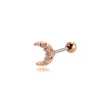 1 Piece Ear Cartilage Rings & Studs Vintage Style French Style Simple Style Moon Heart Shape Butterfly 316 Stainless Steel  Copper Plating Inlay Zircon main image 4