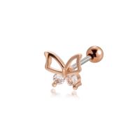 1 Piece Ear Cartilage Rings & Studs Vintage Style French Style Simple Style Moon Heart Shape Butterfly 316 Stainless Steel  Copper Plating Inlay Zircon sku image 21