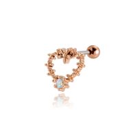 1 Piece Ear Cartilage Rings & Studs Vintage Style French Style Simple Style Moon Heart Shape Butterfly 316 Stainless Steel  Copper Plating Inlay Zircon sku image 22