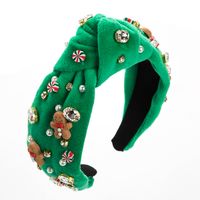 Simple Style Gingerbread Cloth Inlay Glass Drill Pearl Hair Band main image 2