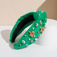 Simple Style Gingerbread Cloth Inlay Glass Drill Pearl Hair Band main image 4