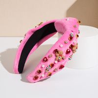 Simple Style Gingerbread Cloth Inlay Glass Drill Pearl Hair Band main image 5