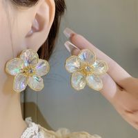 Wholesale Jewelry Retro Luxurious Flower Copper Alloy Artificial Crystal 14k Gold Plated Plating Inlay Ear Studs main image 1