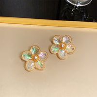 Wholesale Jewelry Retro Luxurious Flower Copper Alloy Artificial Crystal 14k Gold Plated Plating Inlay Ear Studs main image 3