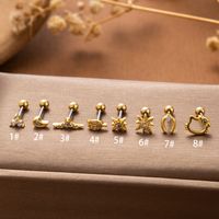 1 Piece Vintage Style French Style Simple Style Hexagram Leaves Plating Inlay Stainless Steel Zircon 18k Gold Plated Ear Studs main image 6