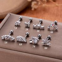 1 Piece Ear Cartilage Rings & Studs Vintage Style French Style Simple Style Star Wings Butterfly 316 Stainless Steel  Copper Plating Inlay Zircon main image 5