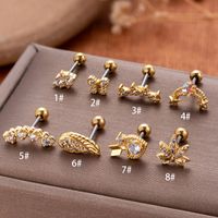 1 Piece Ear Cartilage Rings & Studs Vintage Style French Style Simple Style Star Wings Butterfly 316 Stainless Steel  Copper Plating Inlay Zircon main image 3