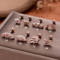 1 Piece Ear Cartilage Rings & Studs Vintage Style French Style Simple Style Star Wings Butterfly 316 Stainless Steel  Copper Plating Inlay Zircon main image 2