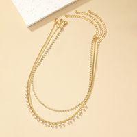 Simple Style Geometric 14k Gold Plated Zircon Alloy Wholesale Three Layer Necklace main image 3