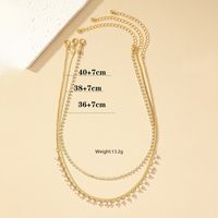 Simple Style Geometric 14k Gold Plated Zircon Alloy Wholesale Three Layer Necklace main image 2