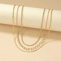 Simple Style Geometric 14k Gold Plated Zircon Alloy Wholesale Three Layer Necklace sku image 1