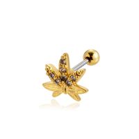 1 Piece Ear Cartilage Rings & Studs Vintage Style French Style Simple Style Star Wings Butterfly 316 Stainless Steel  Copper Plating Inlay Zircon sku image 16