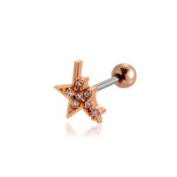 1 Piece Ear Cartilage Rings & Studs Vintage Style French Style Simple Style Pentagram Heart Shape Horse 316 Stainless Steel  Copper Plating Inlay Zircon main image 6