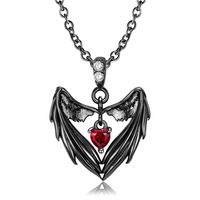Punk Heart Shape Wings Sterling Silver Plating Inlay Artificial Gemstones Charms Necklace main image 1