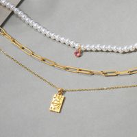 Vintage-stil Glänzend Quadrat Herzform Künstliche Perle Legierung Perlen Frau Dreilagige Halskette main image 4
