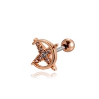 1 Piece Ear Cartilage Rings & Studs Vintage Style French Style Simple Style Pentagram Heart Shape Horse 316 Stainless Steel  Copper Plating Inlay Zircon sku image 11