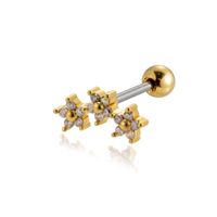 1 Piece Ear Cartilage Rings & Studs Vintage Style French Style Simple Style Crown Flower Butterfly 316 Stainless Steel  Copper Plating Inlay Zircon sku image 17