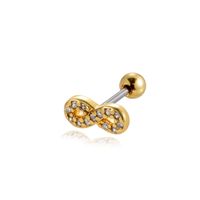 1 Piece Ear Cartilage Rings & Studs Vintage Style French Style Simple Style Crown Flower Butterfly 316 Stainless Steel  Copper Plating Inlay Zircon sku image 10