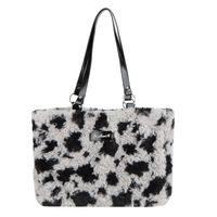 Women's  Plush Color Block Leopard Elegant Vacation Sewing Thread Square Zipper Shoulder Bag Messenger Bag sku image 1