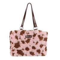 Women's  Plush Color Block Leopard Elegant Vacation Sewing Thread Square Zipper Shoulder Bag Messenger Bag sku image 2