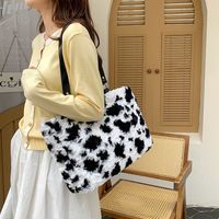 Women's  Plush Color Block Leopard Elegant Vacation Sewing Thread Square Zipper Shoulder Bag Messenger Bag main image 5