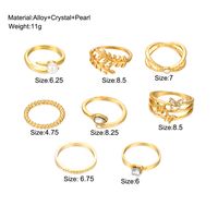 Ig Style Square Leaves Water Droplets Rhinestones Pearl Alloy Wholesale Rings main image 5