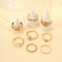Ig Style Square Leaves Water Droplets Rhinestones Pearl Alloy Wholesale Rings main image 4