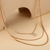Ig Style Simple Style Round Artificial Crystal Alloy Wholesale Three Layer Necklace main image 3