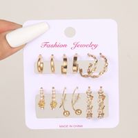 1 Set Simple Style Circle Plating Inlay Alloy Rhinestones Pearl Earrings sku image 3