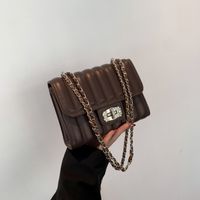 Women's Pu Leather Solid Color Streetwear Square Lock Clasp Shoulder Bag Crossbody Bag main image 5