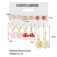 1 Set Sweet Simple Style Flower Mushroom Butterfly Plating Inlay Alloy Crystal Drop Earrings Ear Studs main image 5
