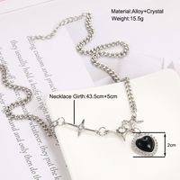 Y2k Simple Style Heart Shape Alloy Inlay Artificial Crystal Women's Pendant Necklace main image 3