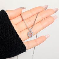 Y2k Simple Style Heart Shape Alloy Inlay Artificial Crystal Women's Pendant Necklace sku image 2