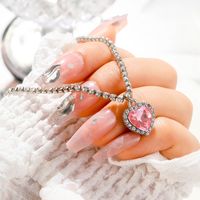 Y2k Simple Style Heart Shape Alloy Inlay Artificial Crystal Women's Pendant Necklace sku image 3