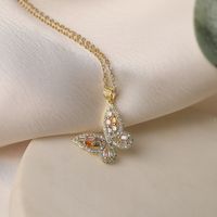 Style Simple Commuer Papillon Le Cuivre Placage Incruster Zircon Plaqué Or 18k Pendentif sku image 1