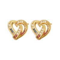 1 Pair Sweet Animal Heart Shape Plating Inlay Copper Artificial Pearls Zircon Drop Earrings Ear Studs main image 3