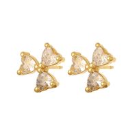1 Pair Sweet Animal Heart Shape Plating Inlay Copper Artificial Pearls Zircon Drop Earrings Ear Studs main image 2