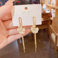 1 Pair Wedding Bridal Shiny Flower Artificial Crystal Alloy Drop Earrings sku image 1