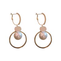 1 Pair Wedding Bridal Shiny Round Artificial Pearl Alloy Drop Earrings main image 2