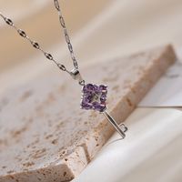 Simple Style Shiny Star Key Copper Plating Inlay Zircon Pendant Necklace main image 4